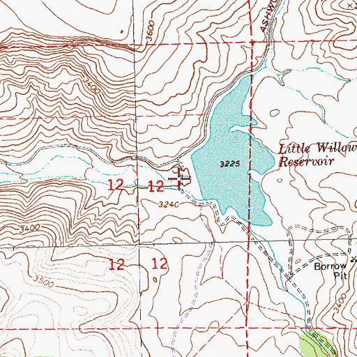 Topographic Map of Little Willow Creek Dam, OR