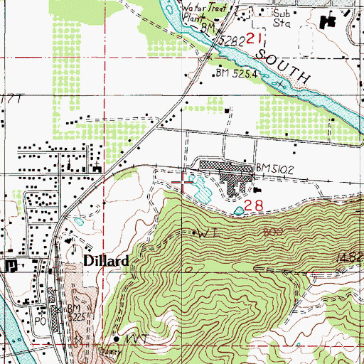 Topographic Map of Pacific Plywood Dam, OR