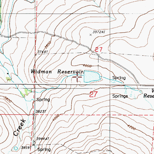 Topographic Map of Widman Dam, OR