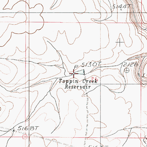 Topographic Map of Toppin Creek Reservoir, OR