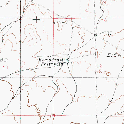 Topographic Map of Manydraw Reservoir, OR