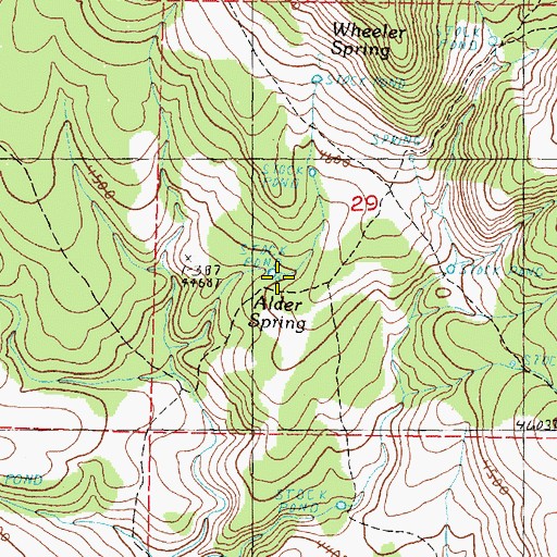 Topographic Map of Alder Spring, OR