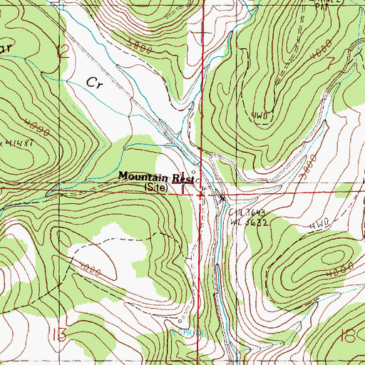 Topographic Map of Mountain Rest, OR