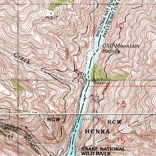 Topographic Map of Hells Canyon Creek, OR