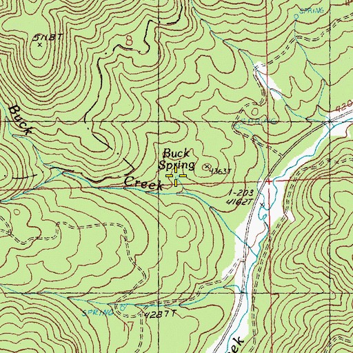 Topographic Map of Buck Spring, OR