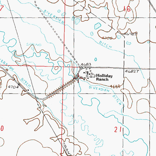 Topographic Map of Holliday Ranch, OR