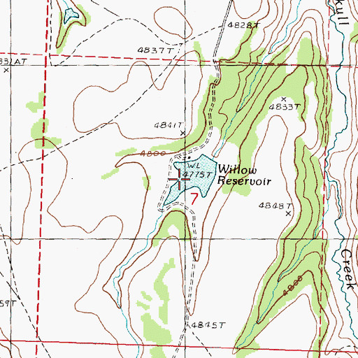 Topographic Map of Willow Reservoir, OR