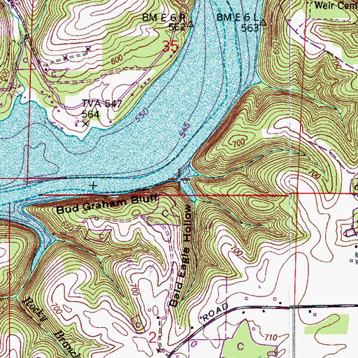 Topographic Map of Bald Eagle Hollow, AL