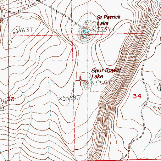 Topographic Map of Spur Rowel Lake, OR