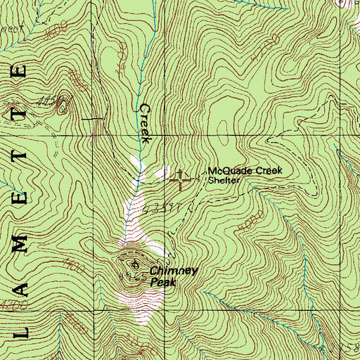 Topographic Map of McQuade Creek Shelter, OR