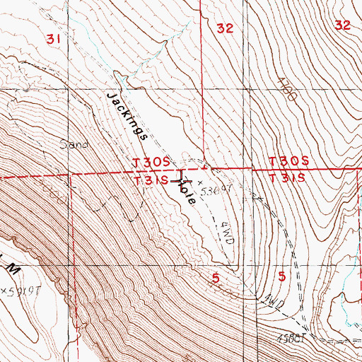 Topographic Map of Jackings Hole, OR
