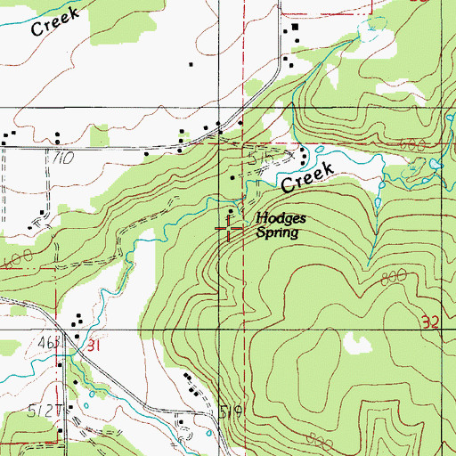 Topographic Map of Hodges Spring, OR
