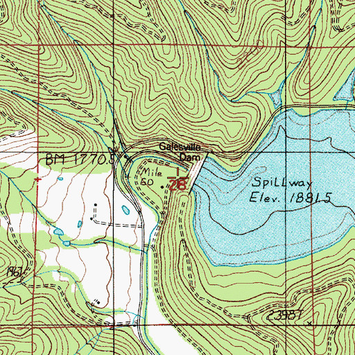 Topographic Map of Galesville Dam, OR