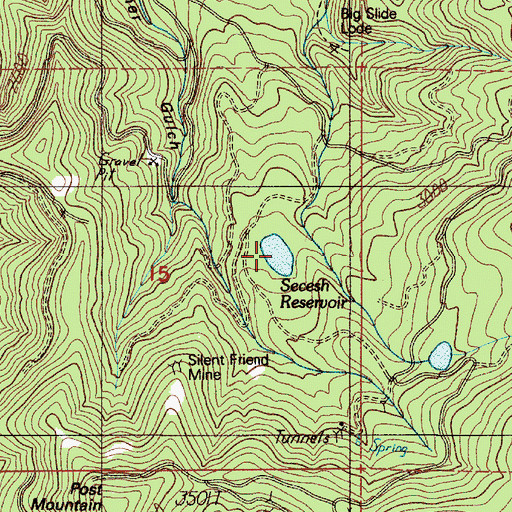 Topographic Map of Secesh Reservoir, OR