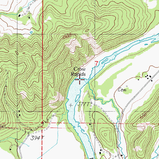 Topographic Map of Crow Rapids, OR