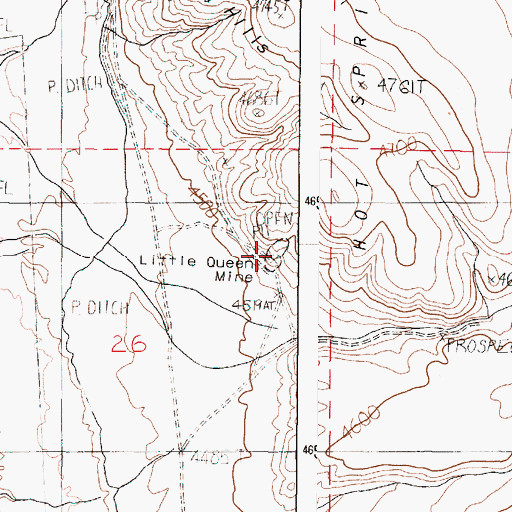 Topographic Map of Little Queen Mine, OR
