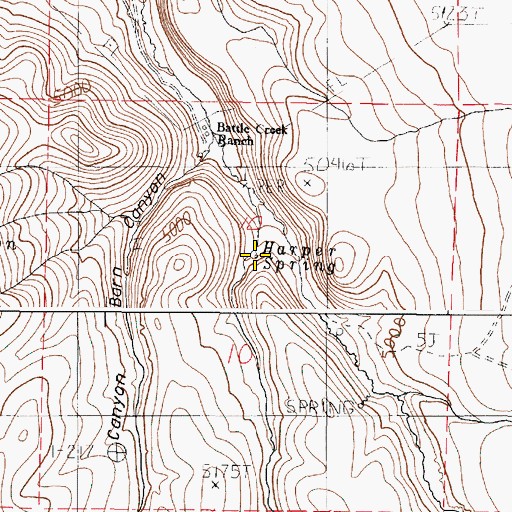 Topographic Map of Harper Spring, OR
