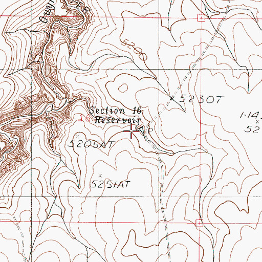Topographic Map of Section Sixteen Reservoir, OR