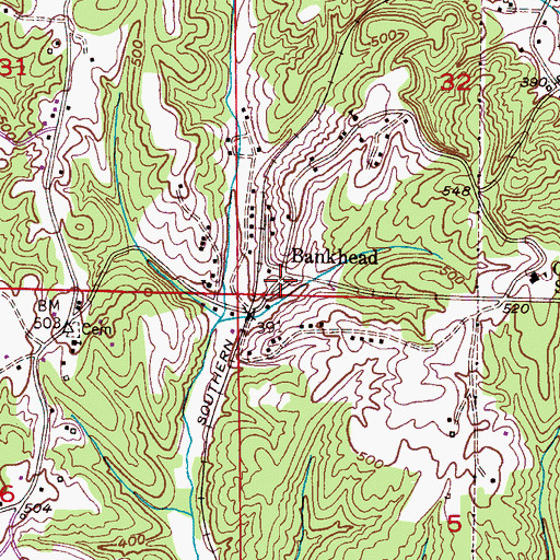 Topographic Map of Bankhead, AL