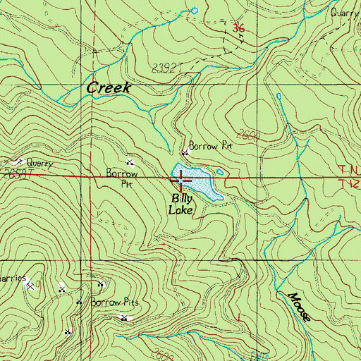 Topographic Map of Billy Lake, OR