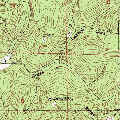 Topographic Map of Leverage Creek, OR