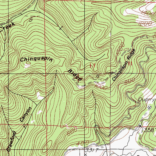 Topographic Map of Chinquapin Ridge, OR