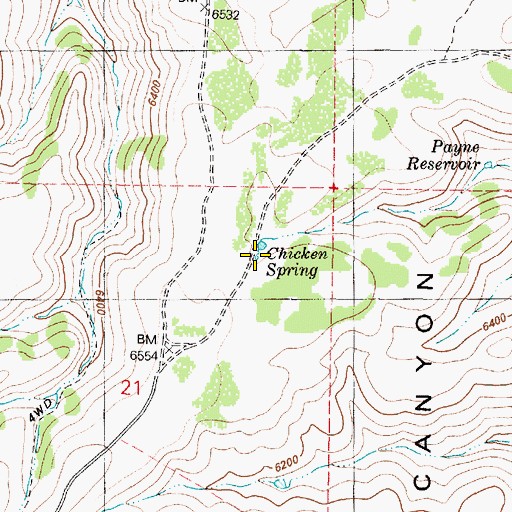 Topographic Map of Chicken Spring, OR