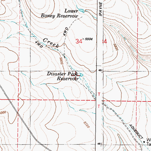 Topographic Map of Disaster Peak Reservoir, OR