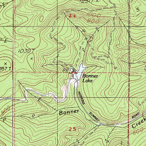 Topographic Map of Bonner Lake, OR