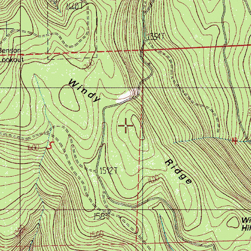Topographic Map of Windy Ridge, OR