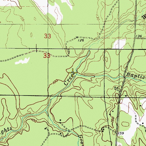 Topographic Map of Baptizing Branch, AL