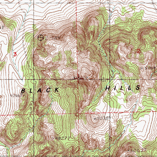Topographic Map of Black Hills, OR
