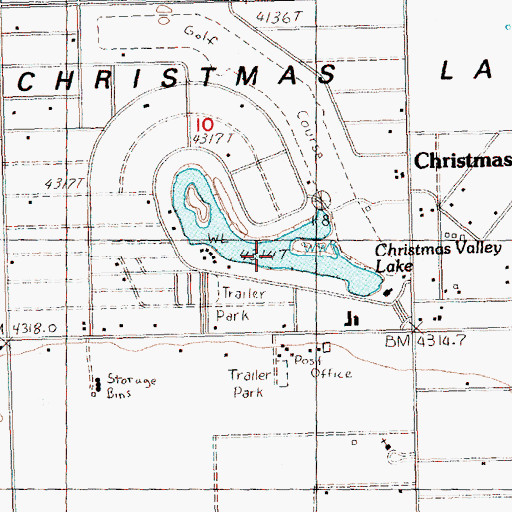 Topographic Map of Christmas Valley Lake, OR