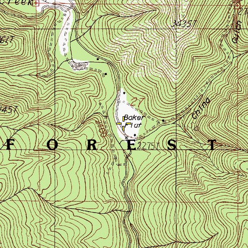 Topographic Map of Baker Flat, OR