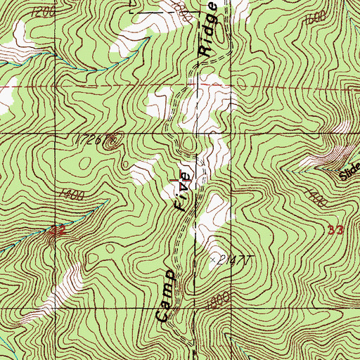 Topographic Map of Camp Five Ridge, OR