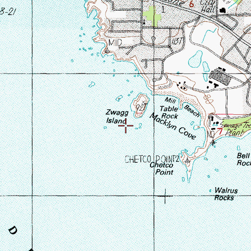 Topographic Map of Diver Rock, OR