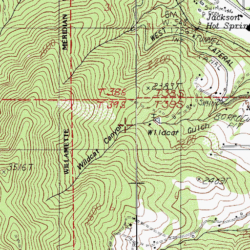 Topographic Map of Wildcat Canyon, OR