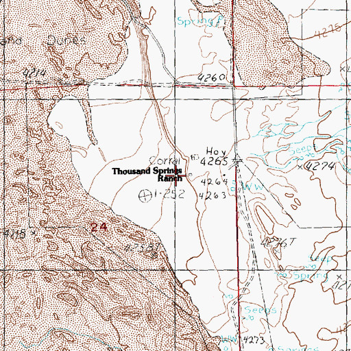 Topographic Map of Thousand Springs Ranch, OR