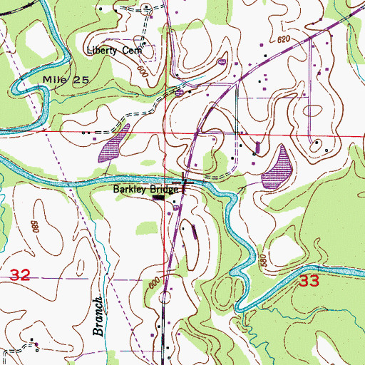 Topographic Map of Barkley Bridge, AL