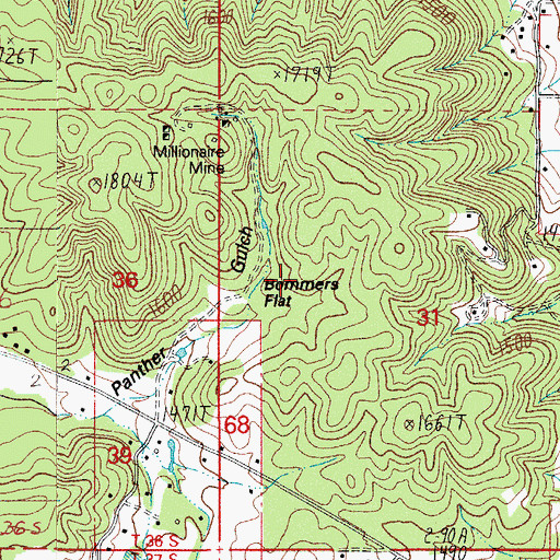 Topographic Map of Bommers Flat, OR