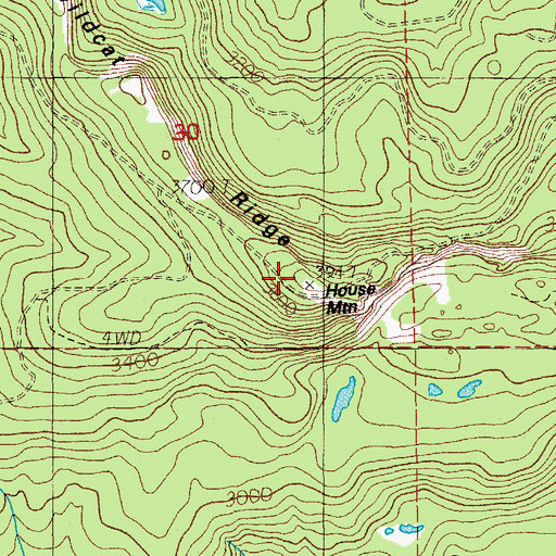 Topographic Map of House Mountain, OR