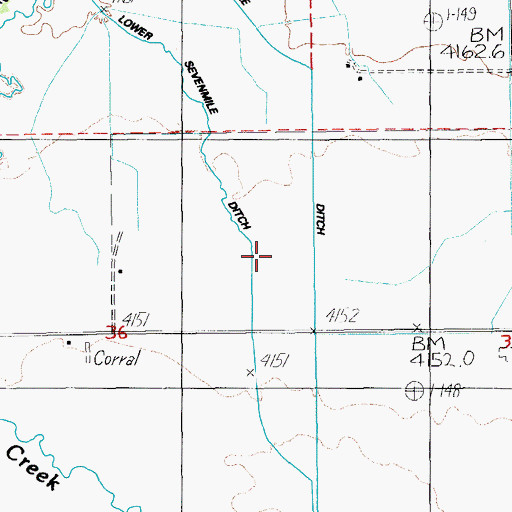 Topographic Map of Lower Sevenmile Ditch, OR
