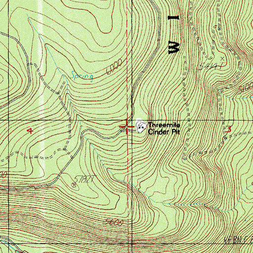 Topographic Map of Threemile Cinder Pit, OR