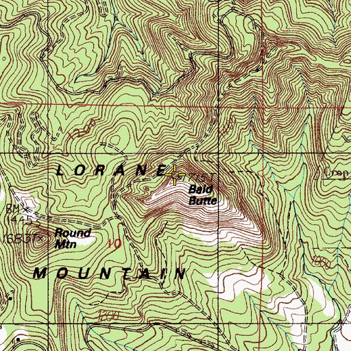Topographic Map of Lorane Mountain, OR