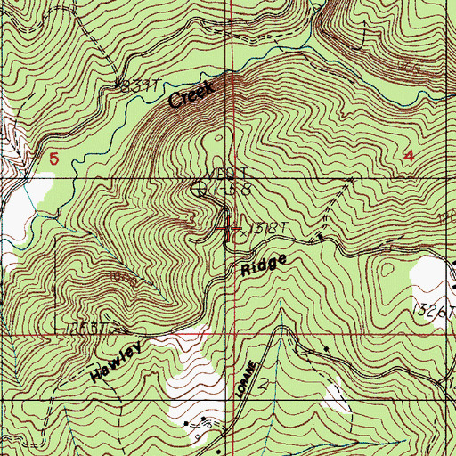 Topographic Map of Hawley Ridge, OR