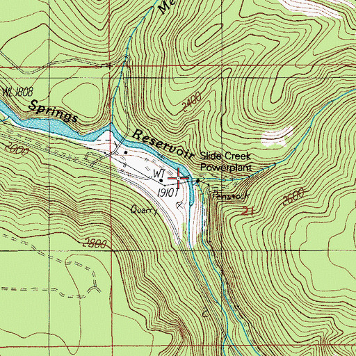 Topographic Map of Slide Creek Powerplant, OR