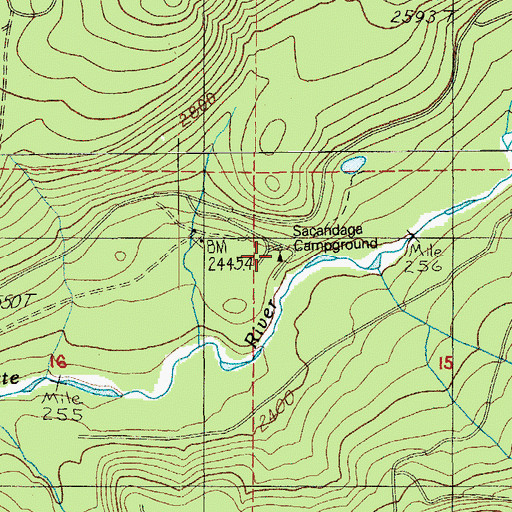 Topographic Map of Sacandaga Recreation Site, OR