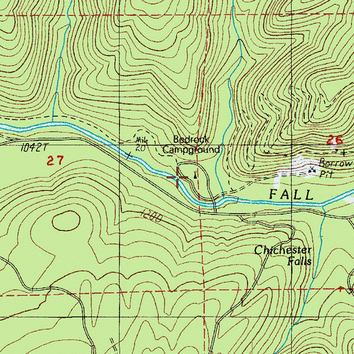 Topographic Map of Bedrock Recreation Site, OR