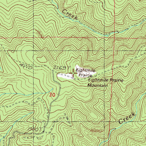 Topographic Map of Eightmile Prairie, OR