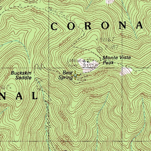 Topographic Map of Bear Spring, AZ